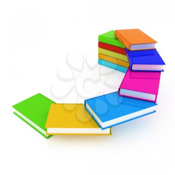 colorful real books on a white background