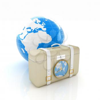 Suitcase for travel end Earth