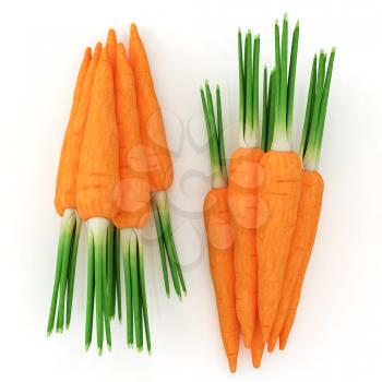 Heap of carrots on a white background