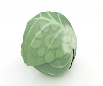 Green cabbage on a white background