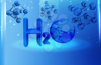 Global water background with molecule