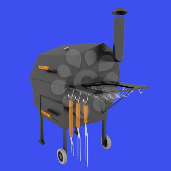 oven barbecue grill on a blue background