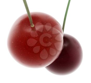 Sweet cherries on a white background