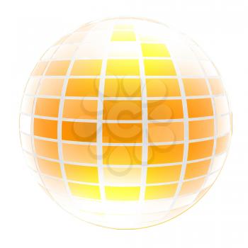 Yellow 3d globe icon with highlights on a white background