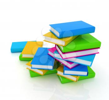 colorful real books on a white background