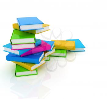 colorful real books on a white background