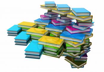 colorful real books on a white background