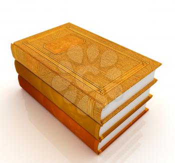 The stack of books on a white background