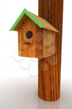 Nest box birdhouse on a white background