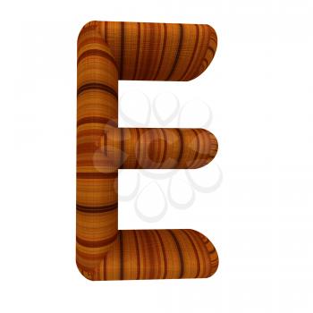 Wooden Alphabet. Letter E on a white background