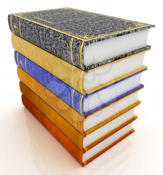 The stack of books on a white background