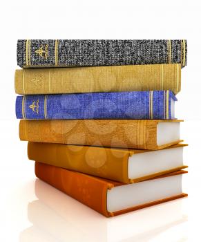 The stack of books on a white background