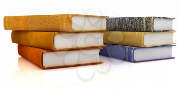 The stack of books on a white background