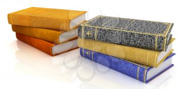 The stack of books on a white background