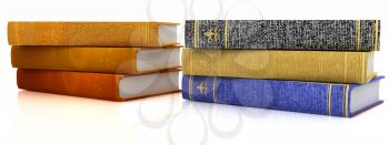 The stack of books on a white background