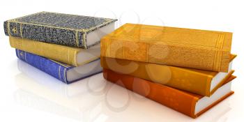 The stack of books on a white background