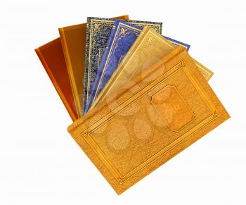The stack of books on a white background