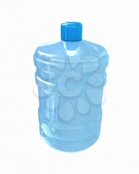 Bottle with clean blue water on a white background