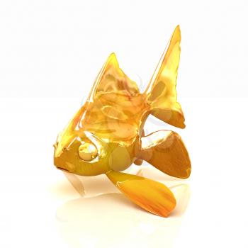 Gold fish on a white background