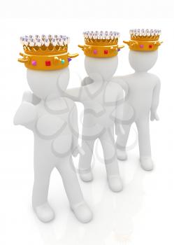 3d people - mans, persons with a golden crown. Kings