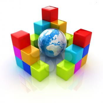 colorful block diagram. Global concept