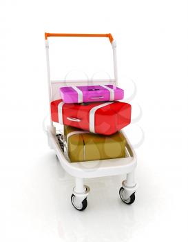 Trolley for luggage at the airport and luggage