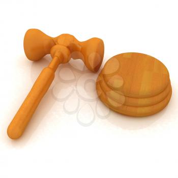 Wooden gavel isolated on white background