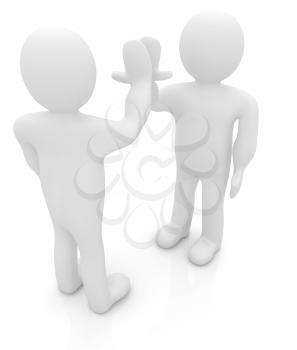 3d man isolated on white. Series: human emotions - five between two persons that celebrate a success