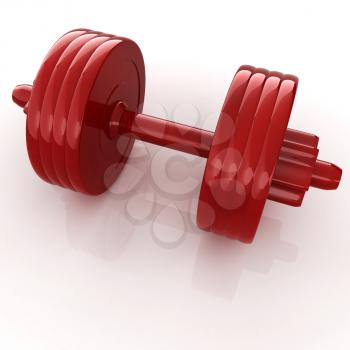 Colorful dumbbells on a white background