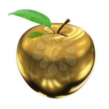 Gold apple isolated on white background. Series: Golden apple under different environments