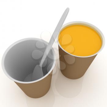 Orange juice in a fast food dishes