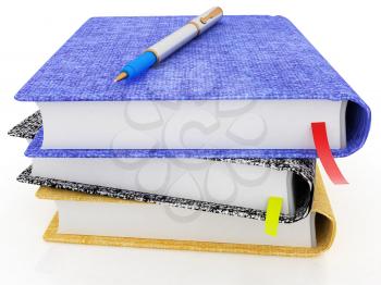 pen on notepad stack on a white background