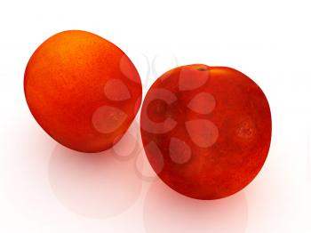 fresh peaches on a white background