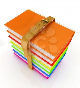 colorful real books on a white background