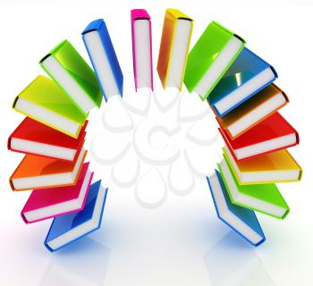 Colorful books like the rainbow on a white background