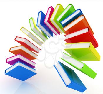 Colorful books like the rainbow on a white background