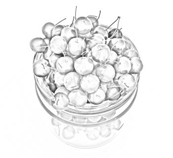 Bank of fresh cherries on a white background 