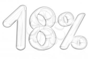 3d red 18 - eighteen percent on a white background