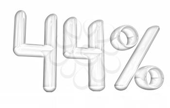 3d red 44 - forty four percent on a white background