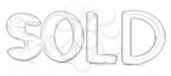 3d red text sold on a white background