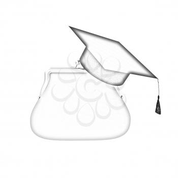 money bags education hat sign illustration design over white 