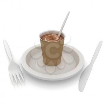 Coffe in fast-food disposable tableware