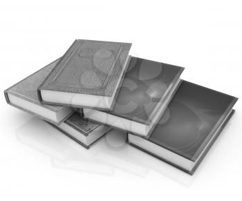 The stack of books on a white background