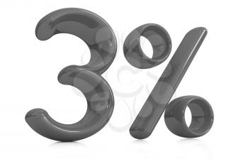 3d red 3 - three percent on a white background