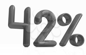 3d red 42 - forty two percent on a white background