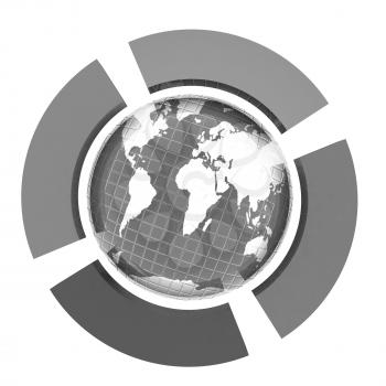 Earth and four semi-circle. The concept of four-time season ( winter-blue,spring-green,  summer-red,yellow-autumn). 3d button