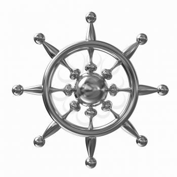 Gold steering wheel on a white background