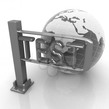 Global test with erth and turnstile on a white background