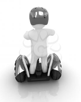 3d white person riding on a personal and ecological transport.3d image. 