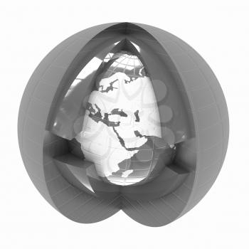 Abstract globe symbol, isolated icon, business concept 